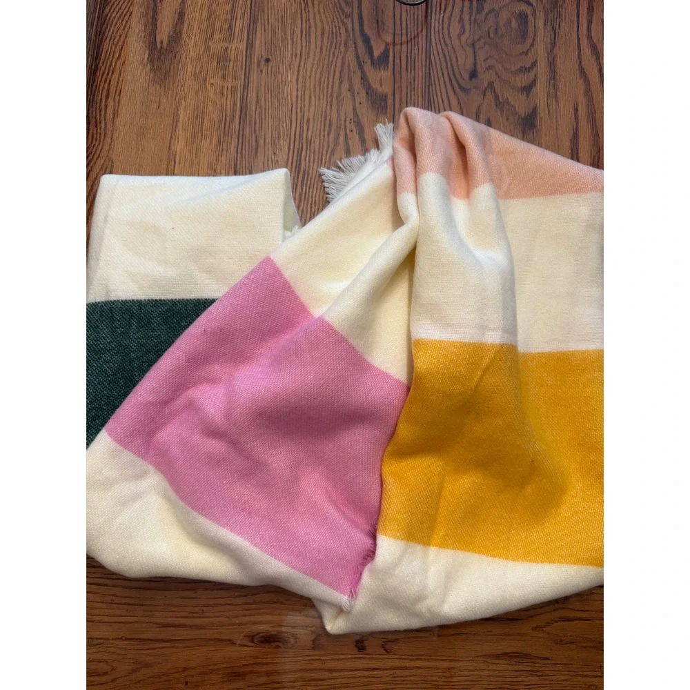 Madewell Blanket Scarf‎ Womens OS Multicolor Colorblock Fringed K4349 NWT